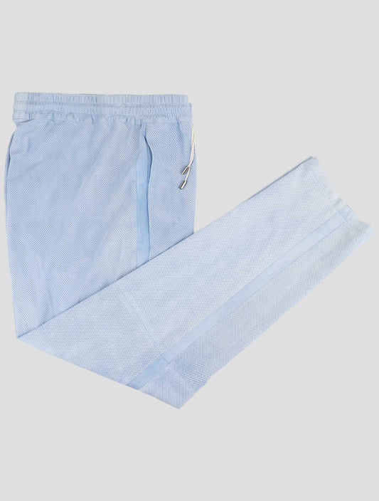 Kiton Light Blue Leather Suede Pant
