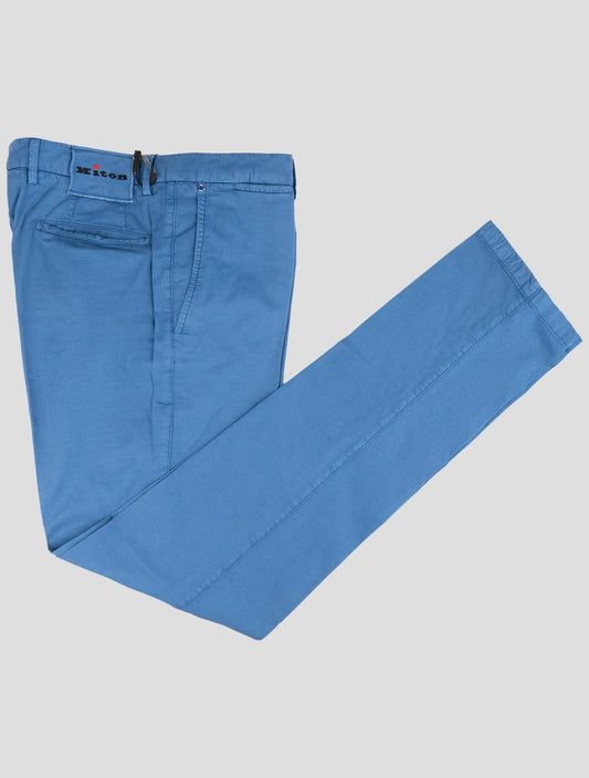 Kiton Blue Cotton Silk Ea Pants
