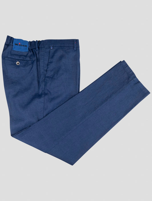 Kiton Blue Linen Ea Pants