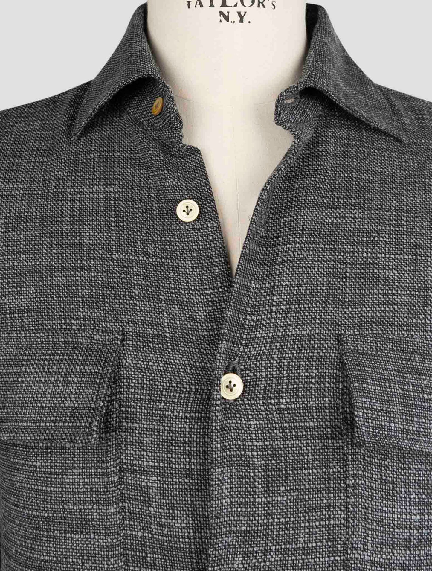 Kiton Gray Virgin Wool Silk Pa Cotton Ea Shirt
