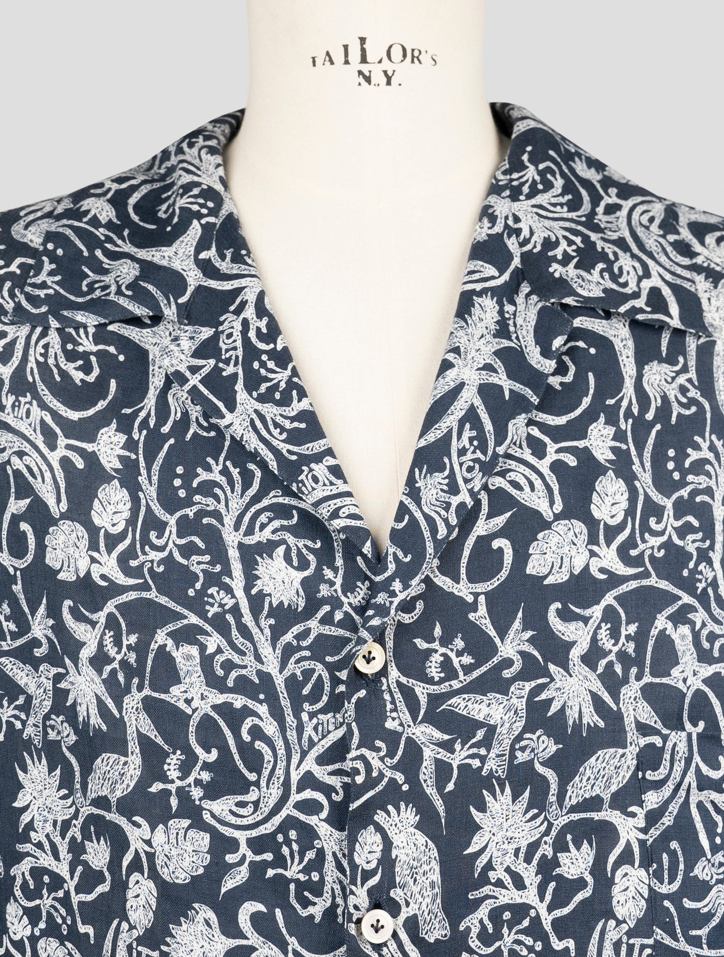 Kiton Blue White Linen Shirt