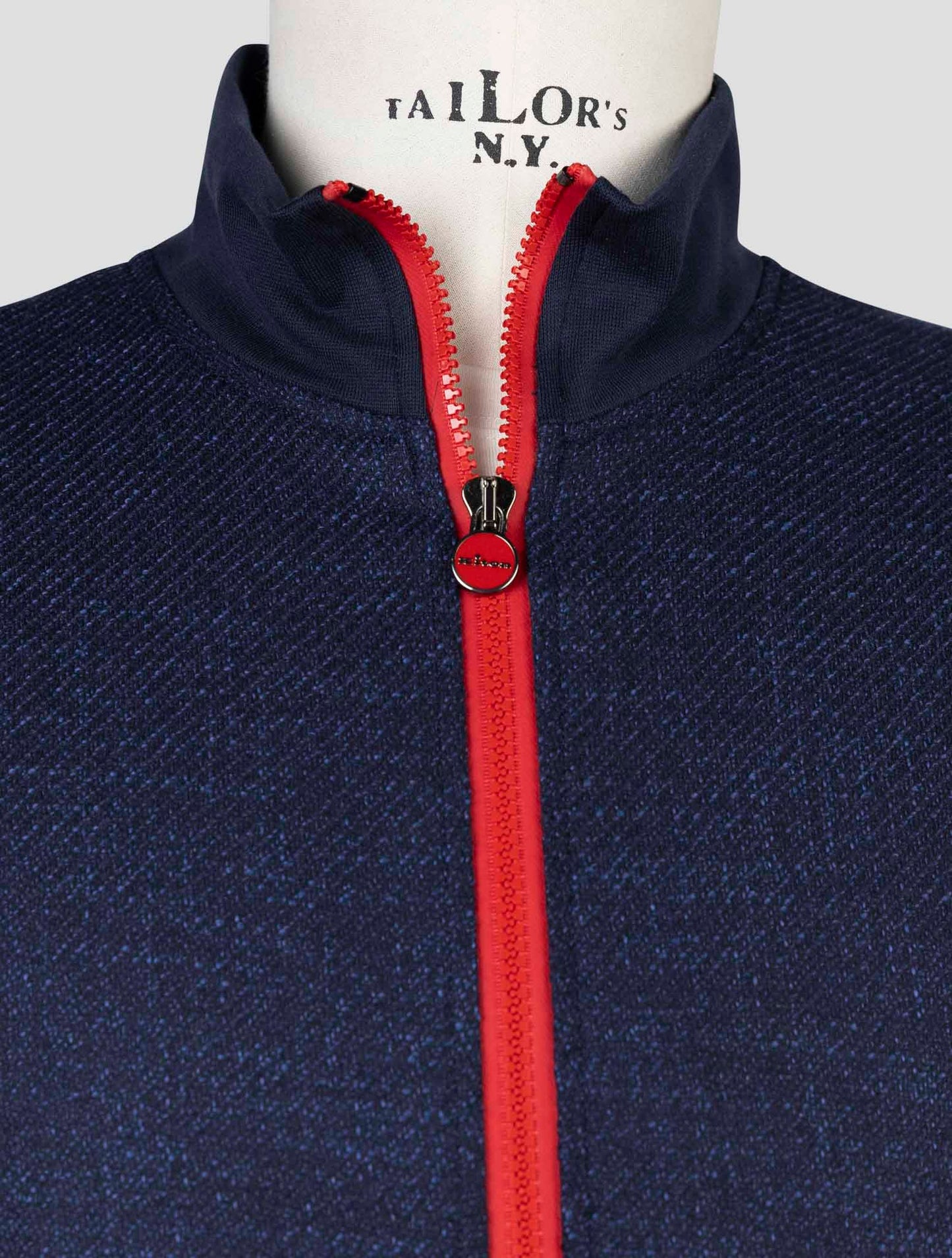 Kiton Blue Virgin Wool Silk Pa Cotton Cashmere Ea Sweater Full Zip