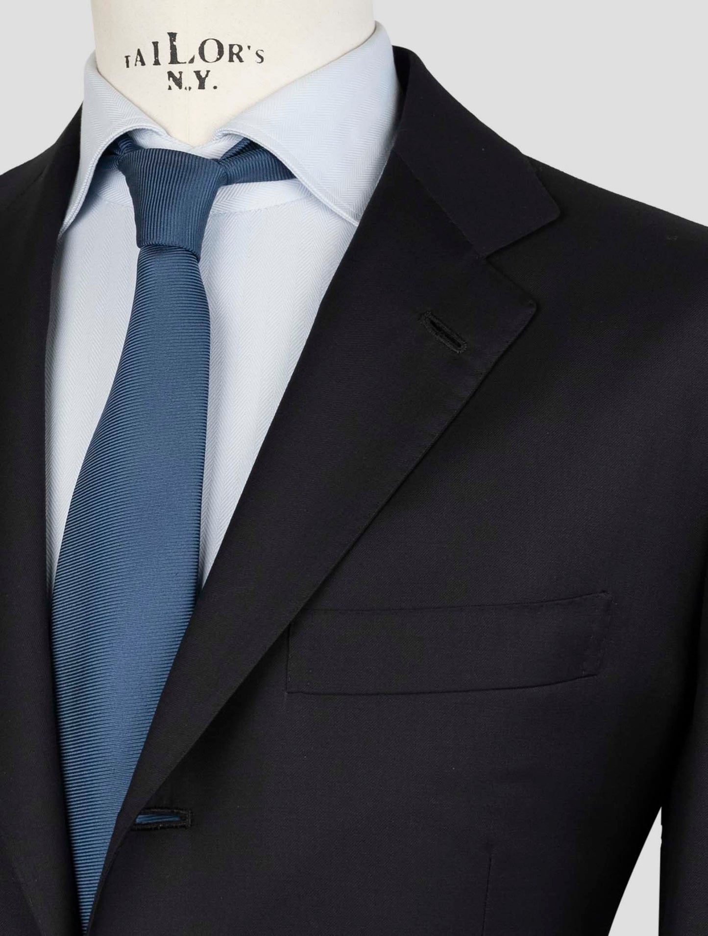 Kiton Black Wool 150's Diamante Blue Suit