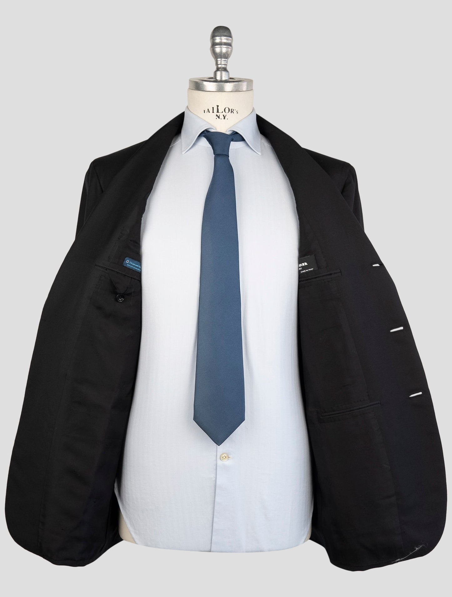 Kiton Black Wool 150's Diamante Blue Suit