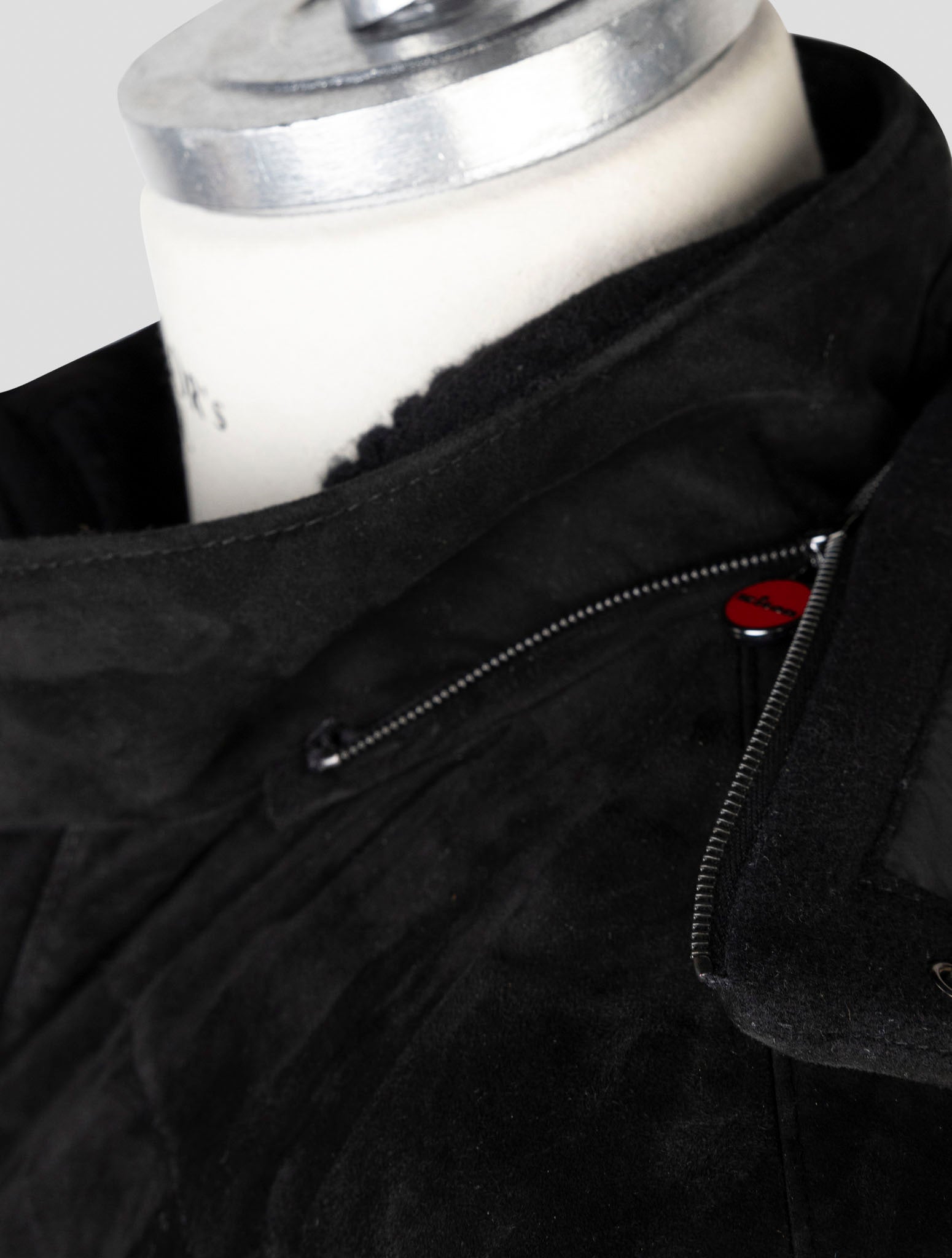 kiton Black Leather Suede Gilet