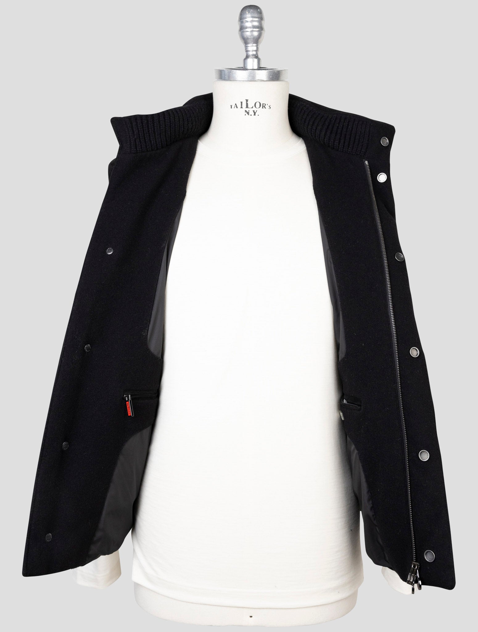 kiton Black Leather Suede Gilet