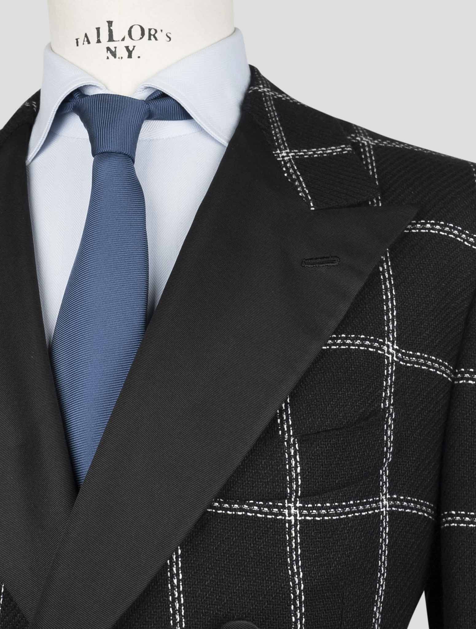 Kiton Black Cashmere Linen Smoking Blazer