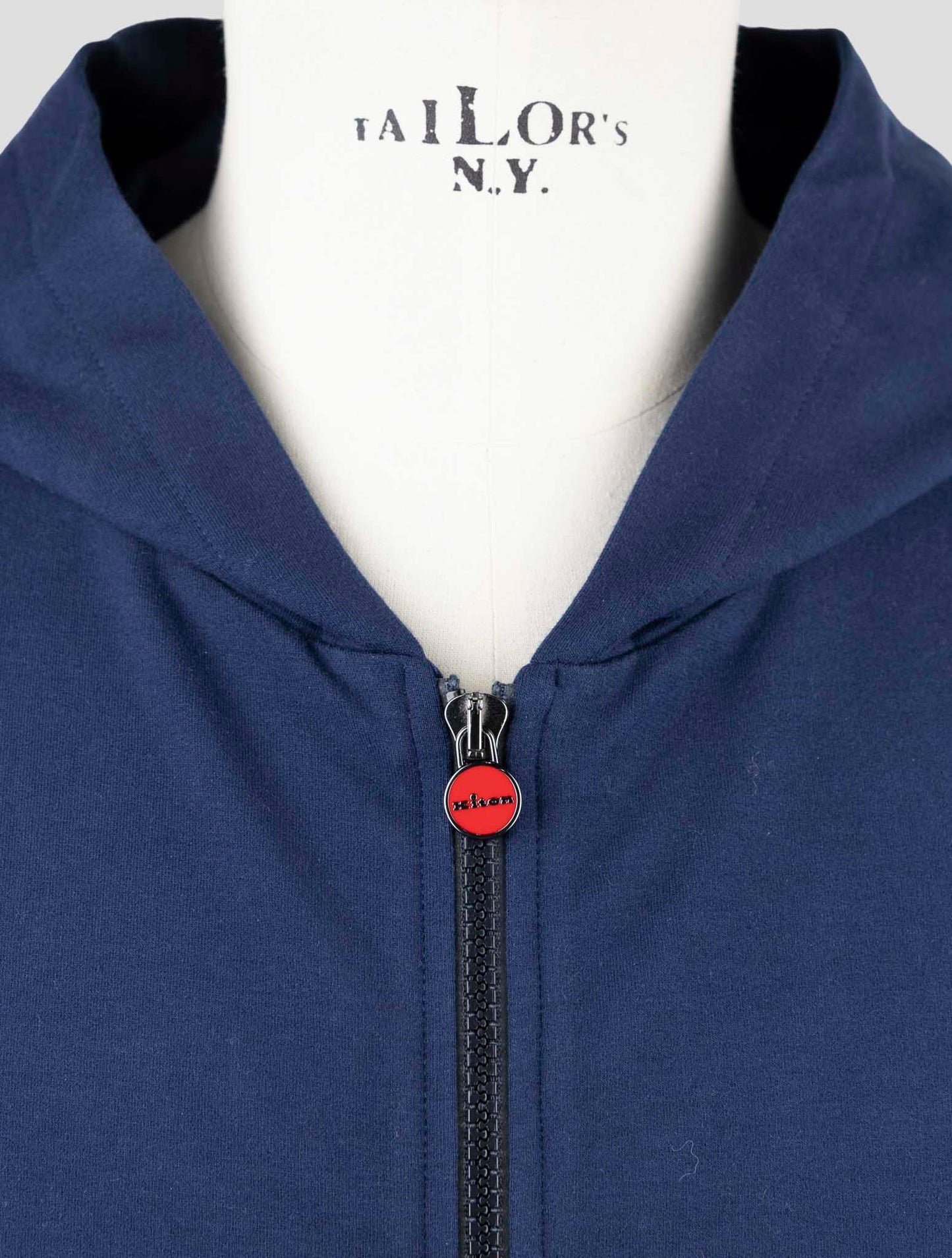 Kiton Blue Cotton Ea Sweater Full Zip Hoodie