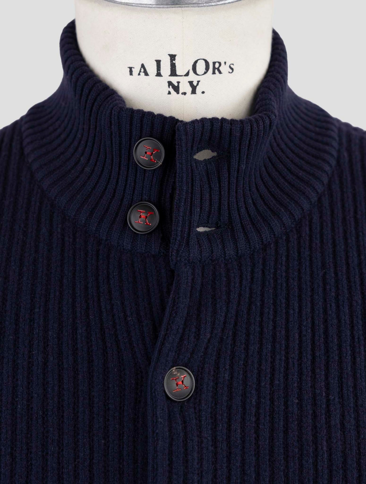 Kiton Blue Wool Sweater Cardigan