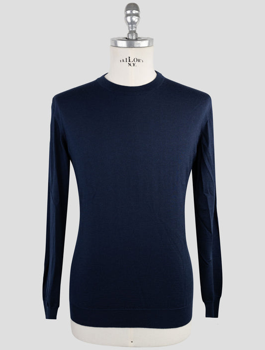 Kiton Blue Cashmere Silk Sweater Crewneck