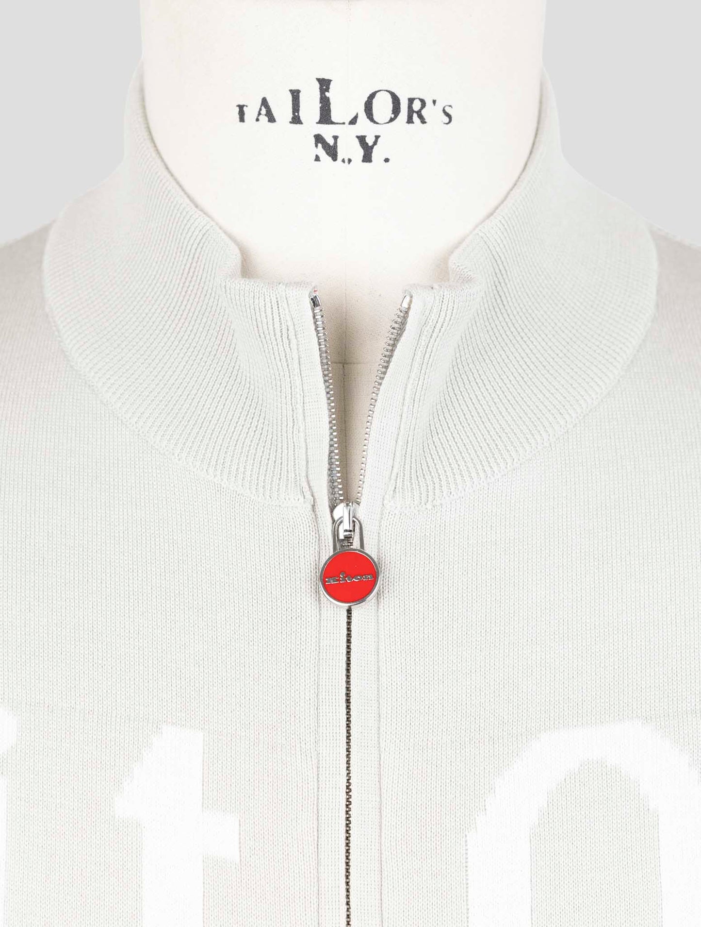 Kiton Gray Cotton Sweater Full Zip