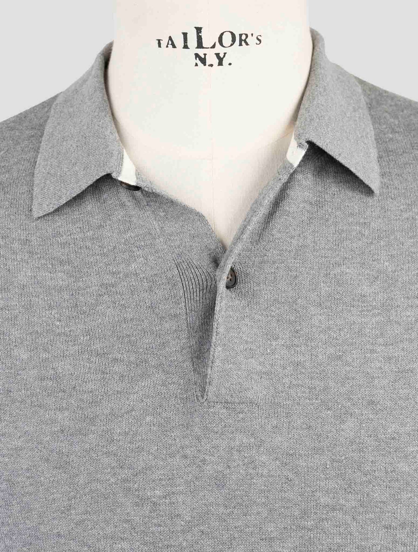 Kiton Gray Cotton Sweater Polo