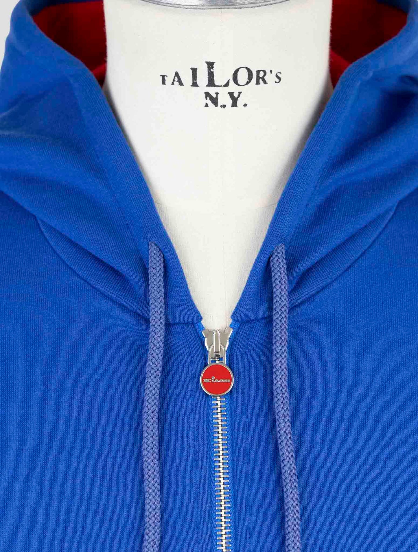 Kiton Blue Cotton Sweater Full Zip Hoddie