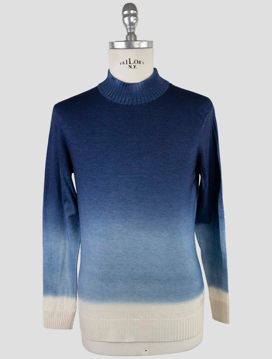 Kiton Blue Cashmere Silk Sweater Half Neck