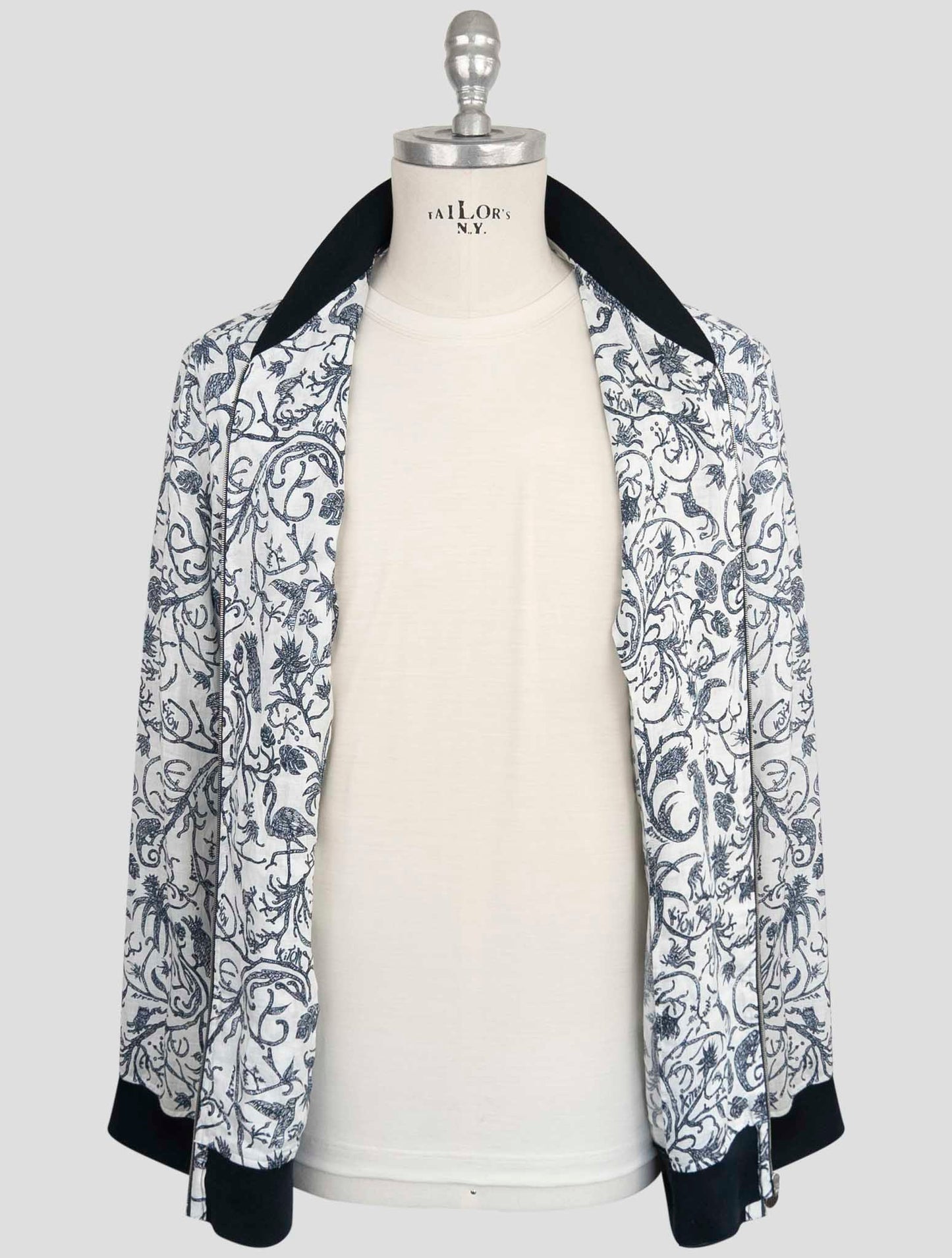 Kiton Blue White Linen Coat