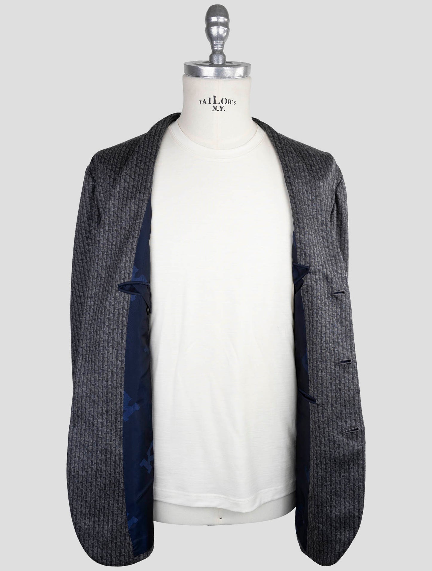 Kiton Knt Gray Wool Cashmere Pl Blazer