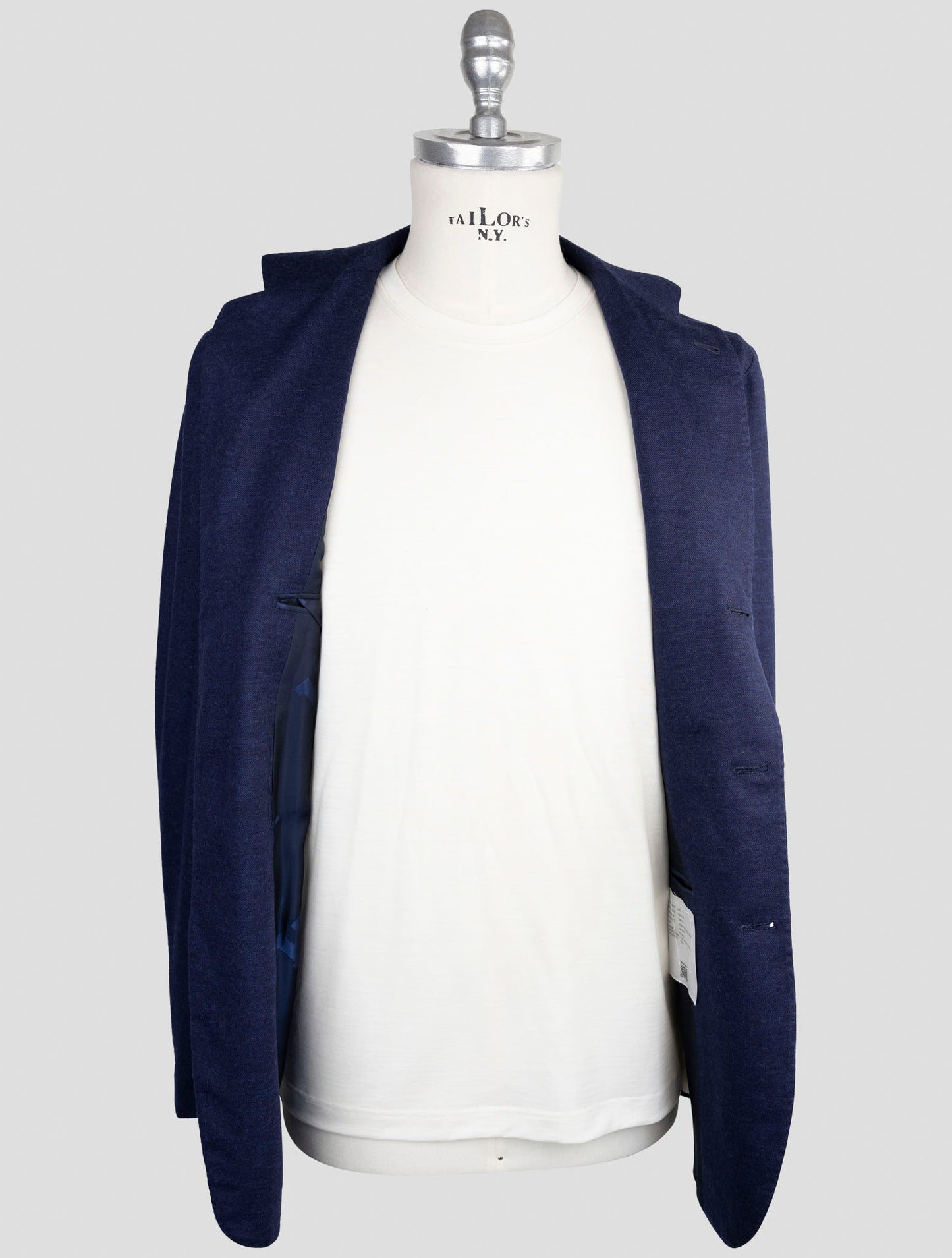 Kiton Knt Blue Virgin Wool Blazer