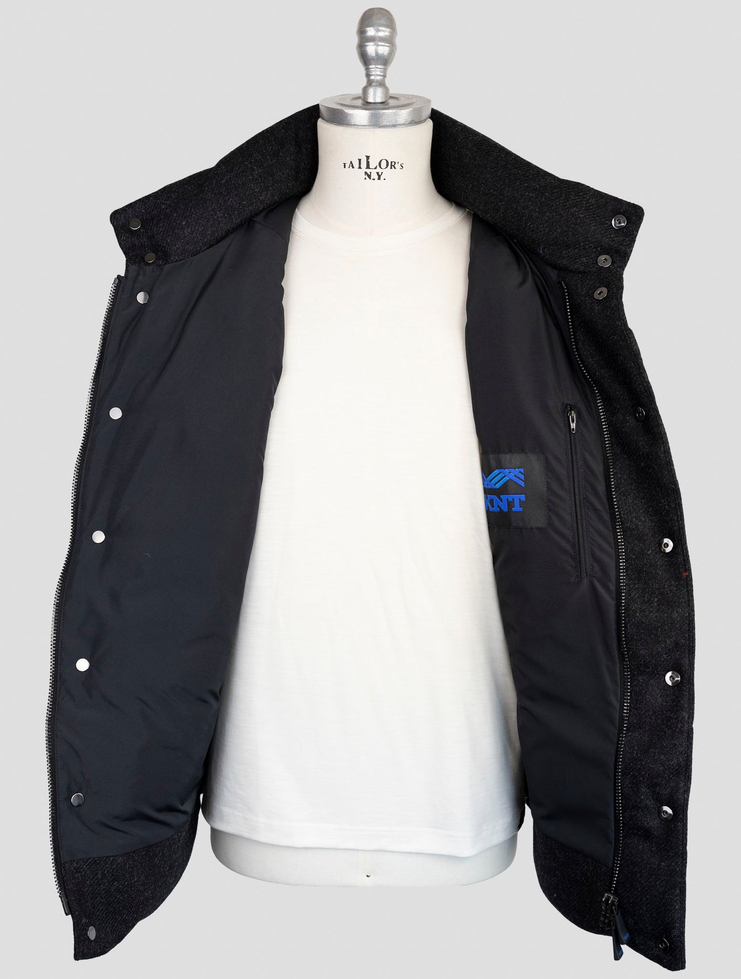 Kiton Knt Black Virgin Wool Coat Gilet