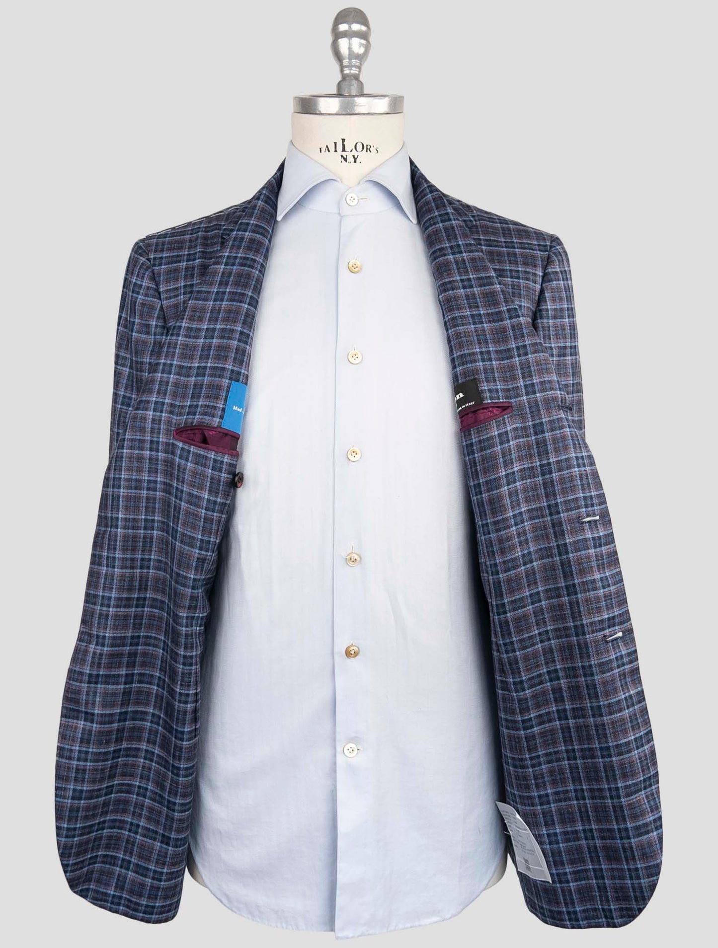 Kiton Blue Cashmere Silk Linen Blazer
