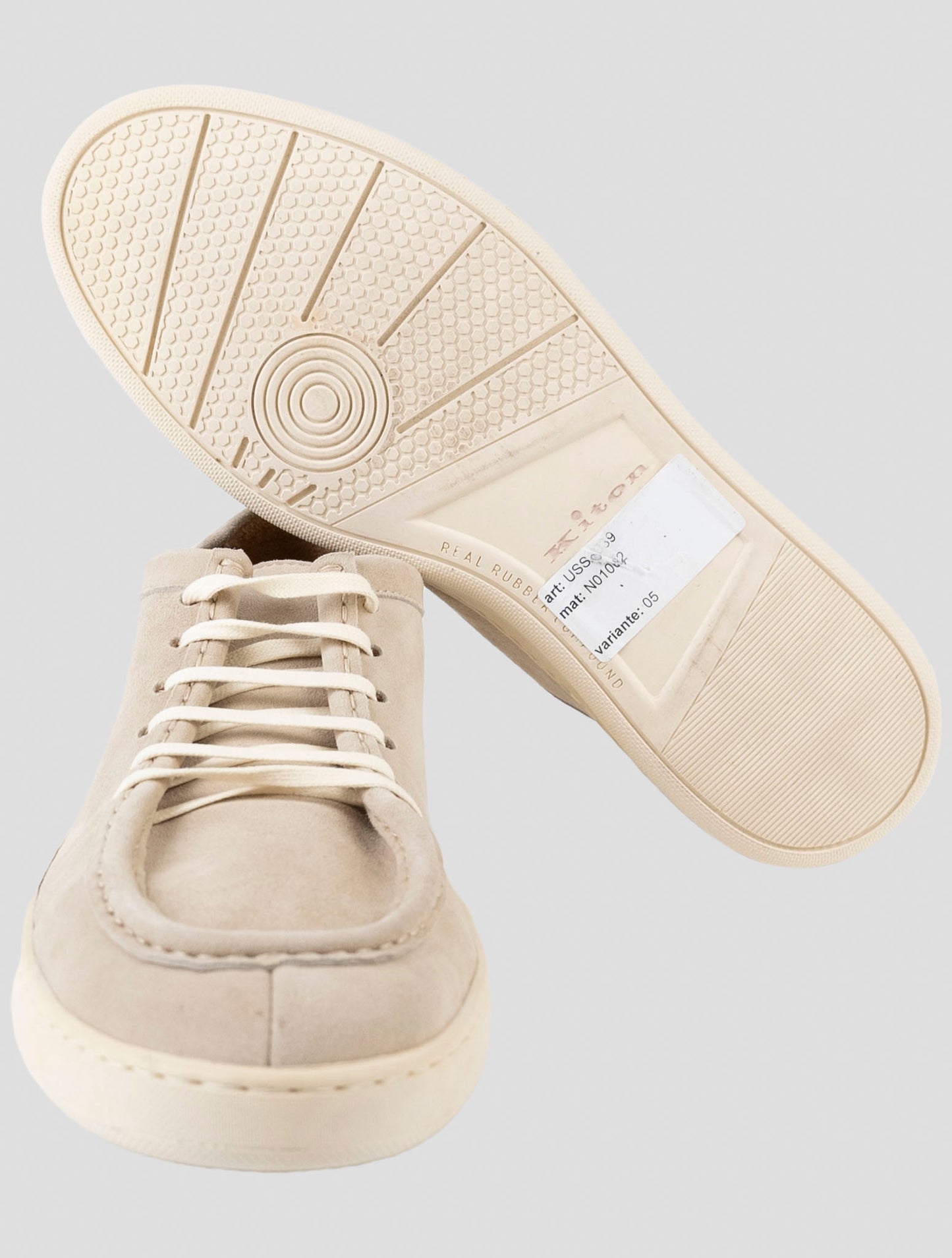 Kiton Beige Leather Suede Sneakers
