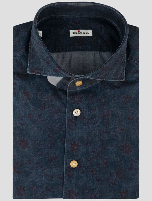 Kiton Blue Cotton Shirt
