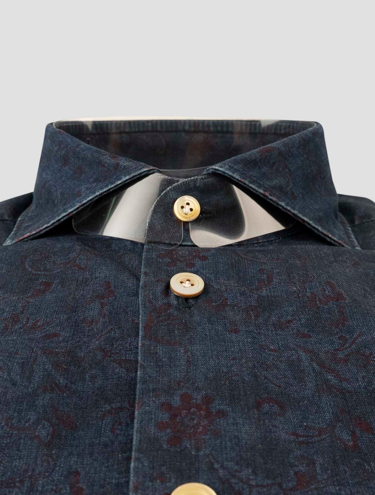 Kiton Blue Cotton Shirt