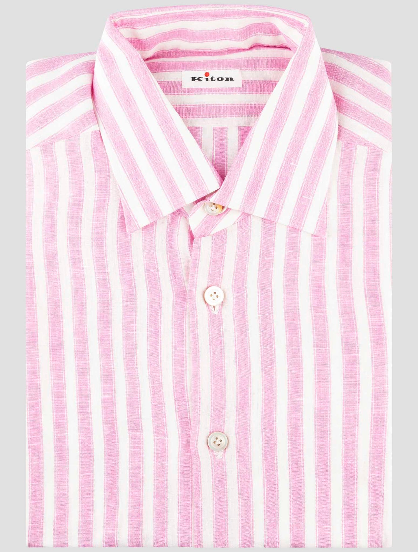 Kiton Pink White Linen Shirt