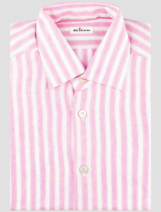 Kiton Pink White Linen Shirt