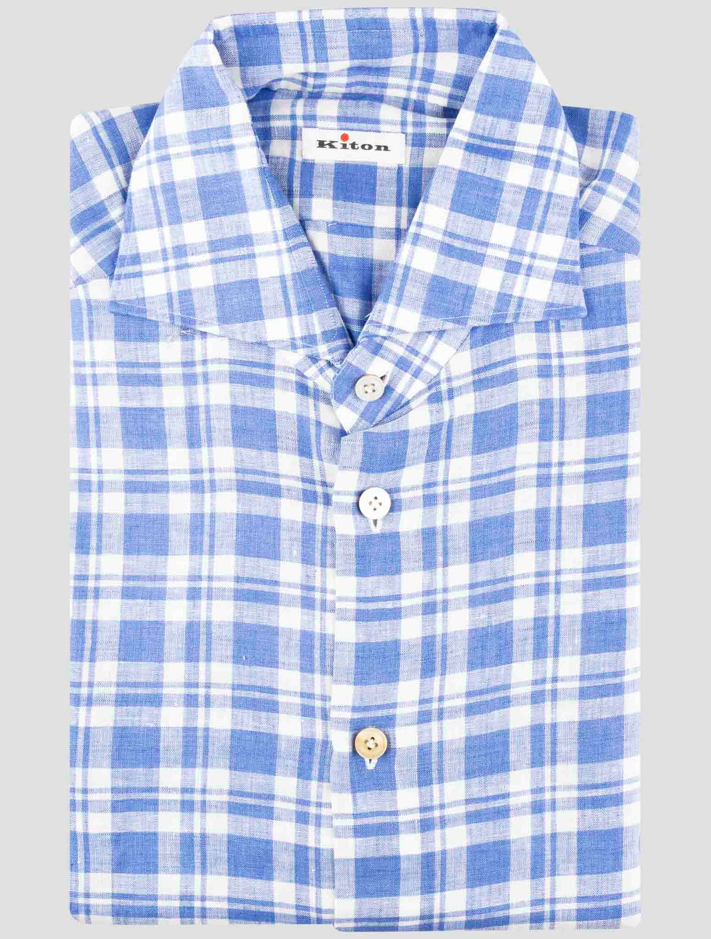 Kiton Blue Linen Pl Ea Shirt