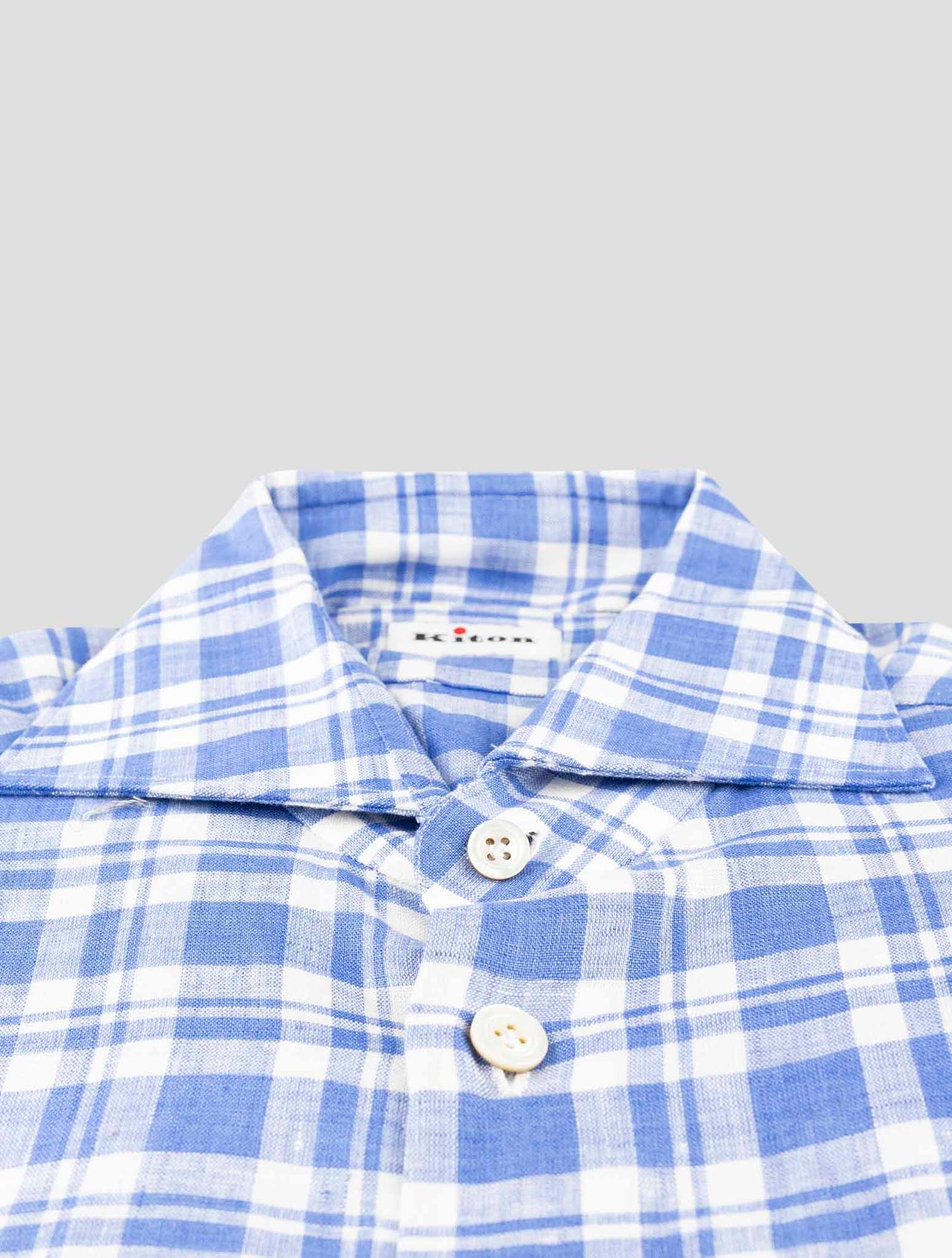 Kiton Blue Linen Pl Ea Shirt