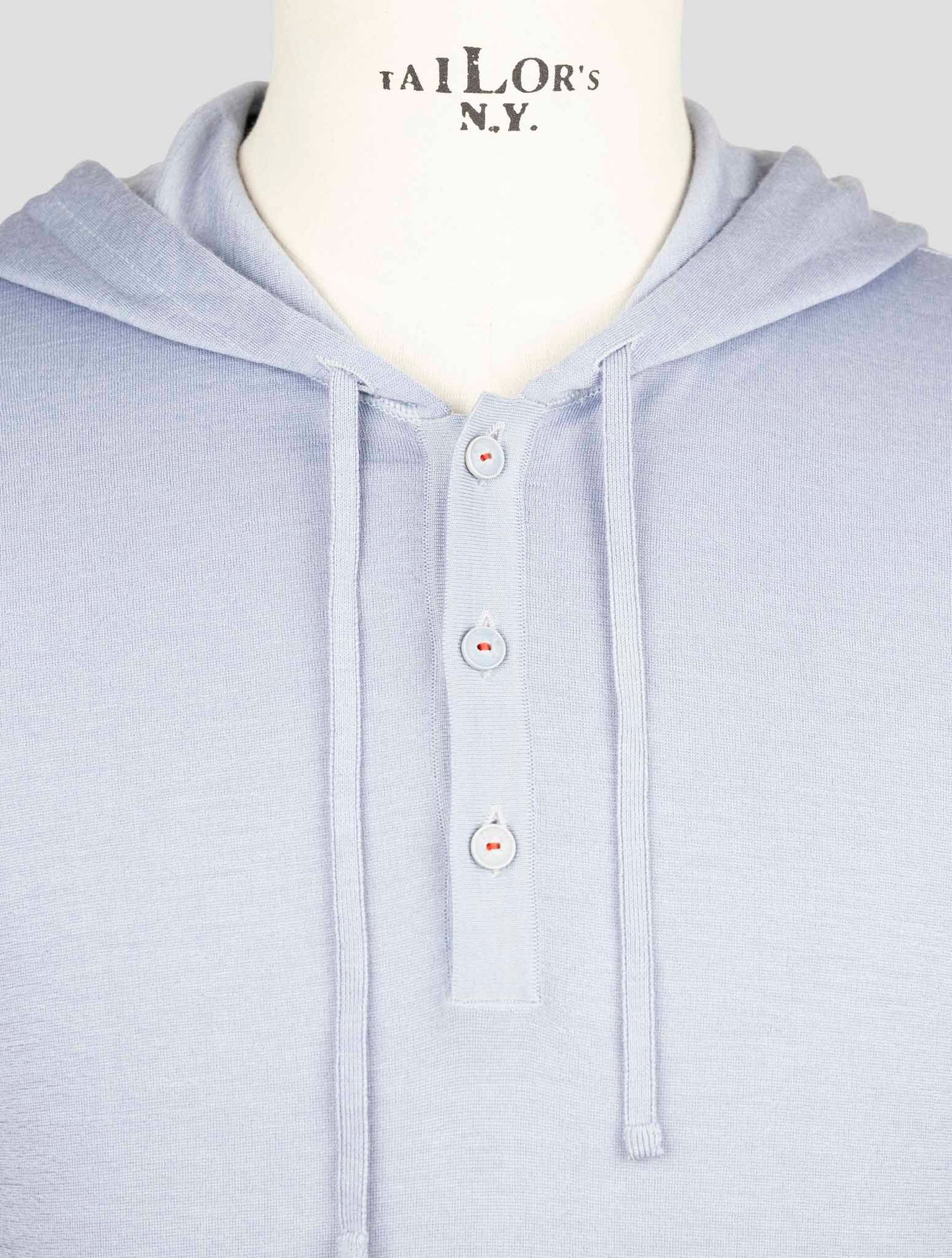 Kiton Light Blue Cashmere Silk Sweater Hoodie