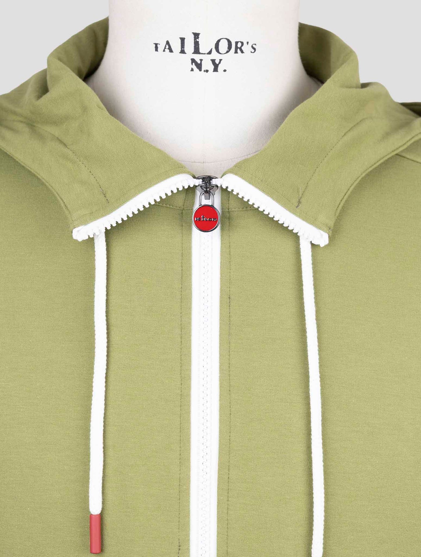 Kiton Green Cotton Silk Sweater Full Zip