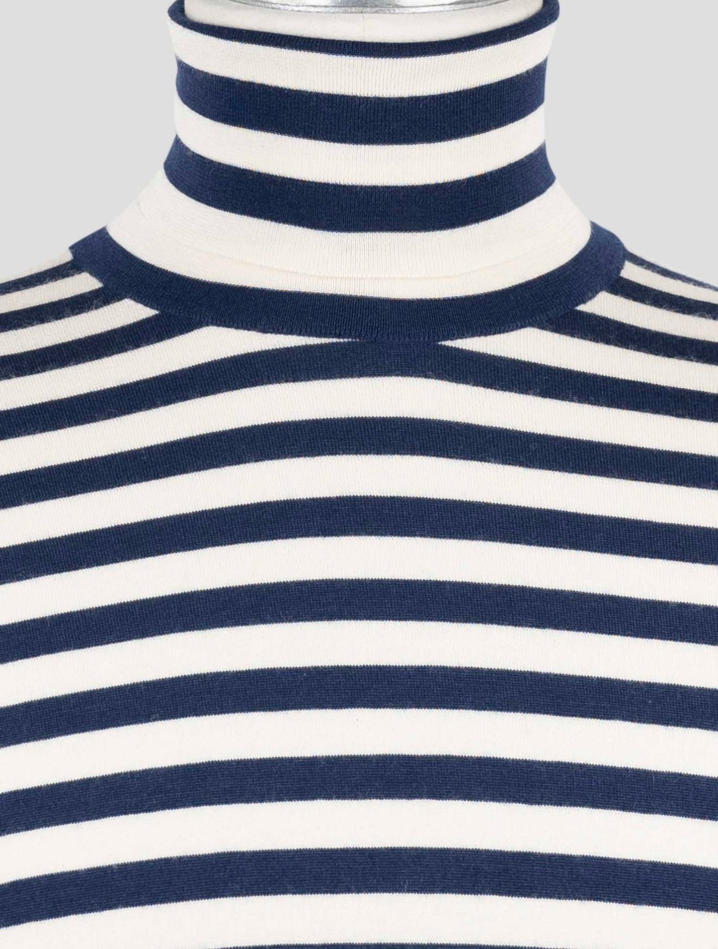 Kiton White Blue Cashmere Silk Sweater Turtleneck