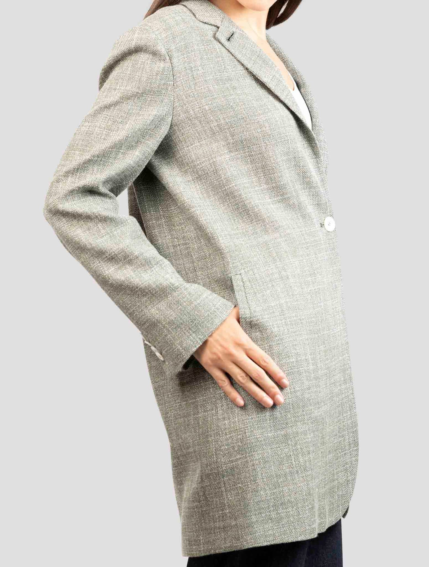 Kiton Green Wool Silk Linen Blazer