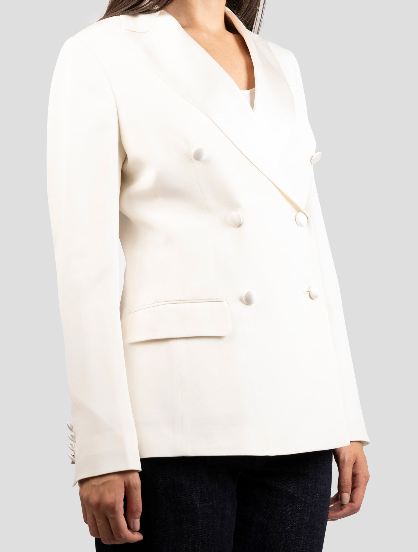 Kiton White Silk Blazer