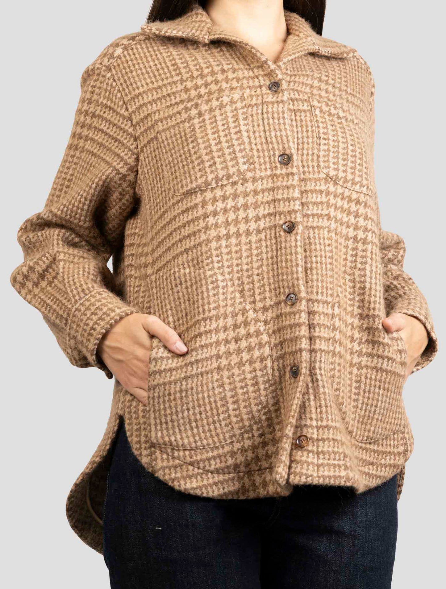 Kiton Brown Virgin Wool Alpaca Pa Overshirt