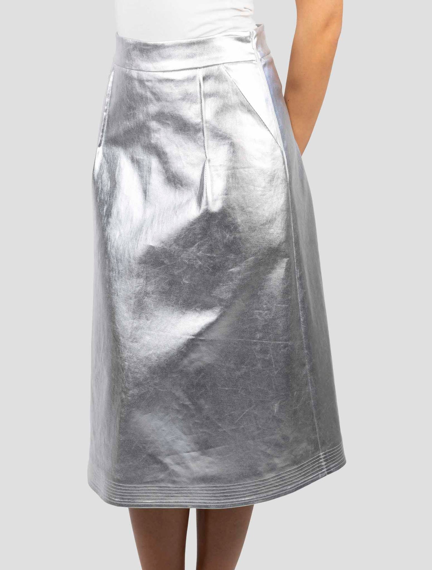 Kiton Silver Cotton Pu Ea Skirt