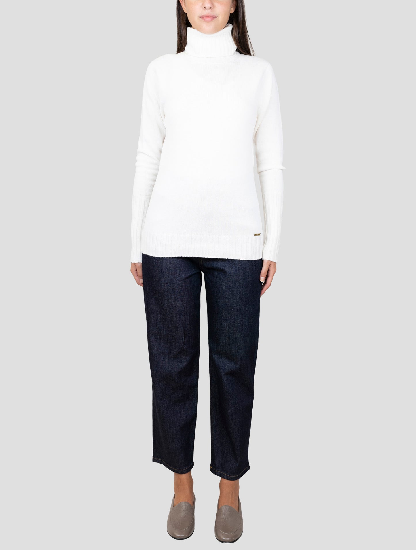 Kiton White Cashmere Sweater Turtleneck