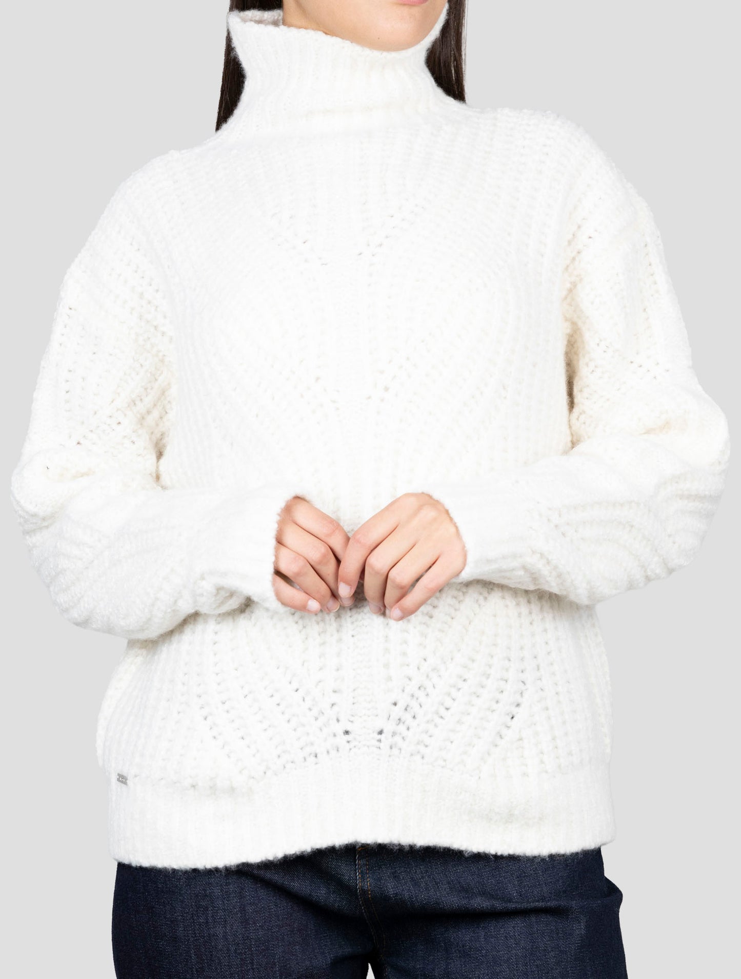Kiton White Cashmere Silk Sweater Turtleneck