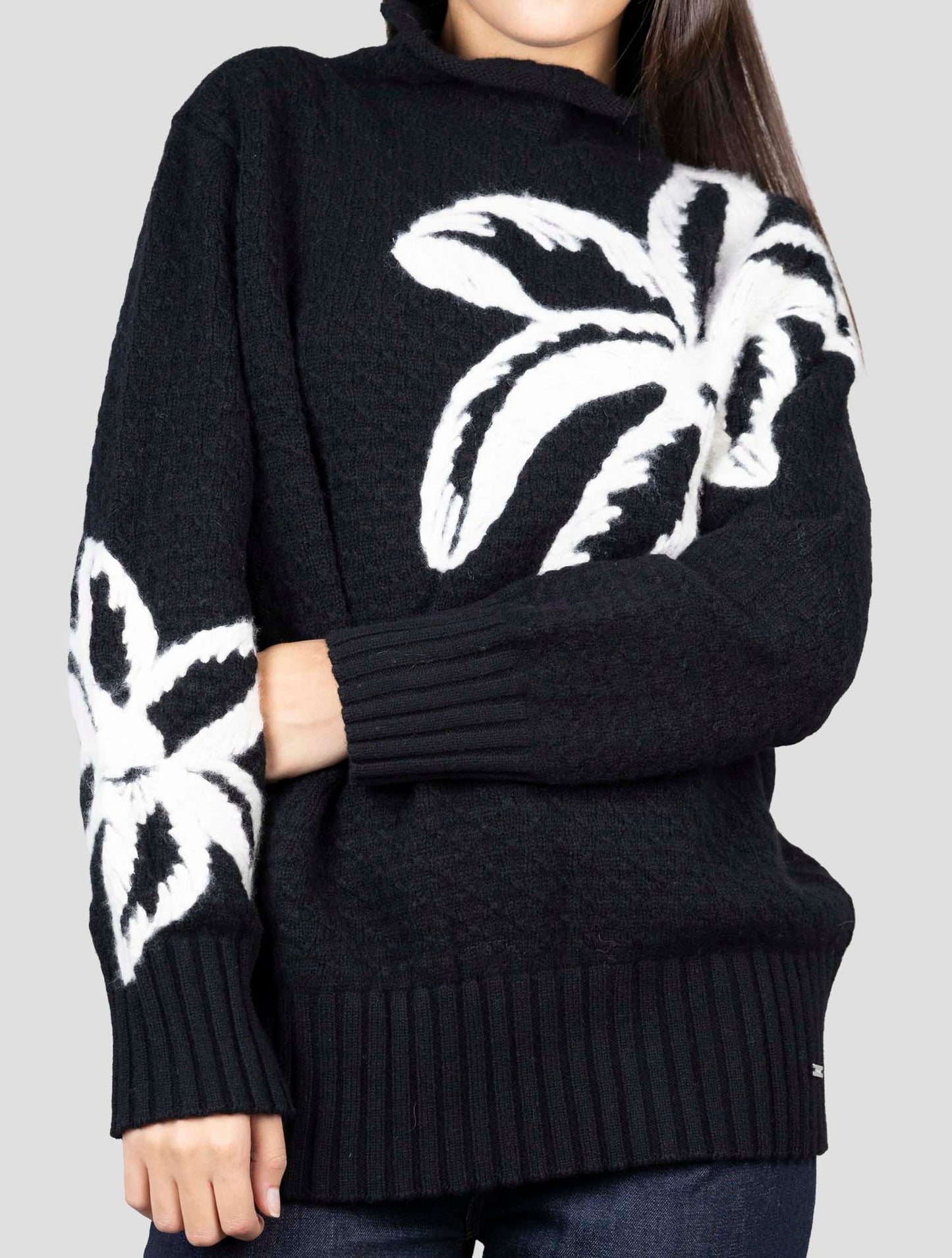 Kiton Blue White Cashmere Sweater Turtleneck