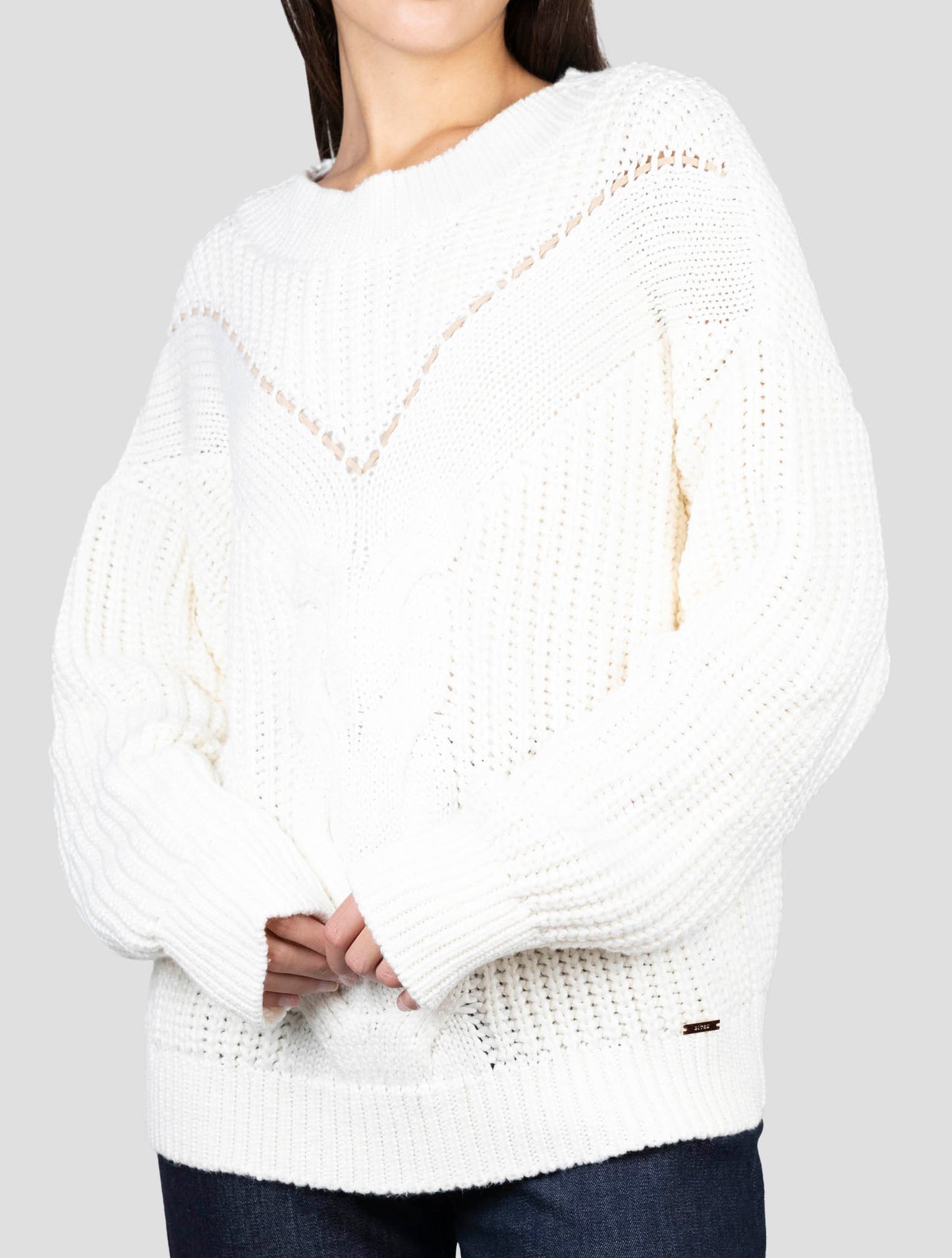 Kiton White Cotton Silk Sweater Crewneck