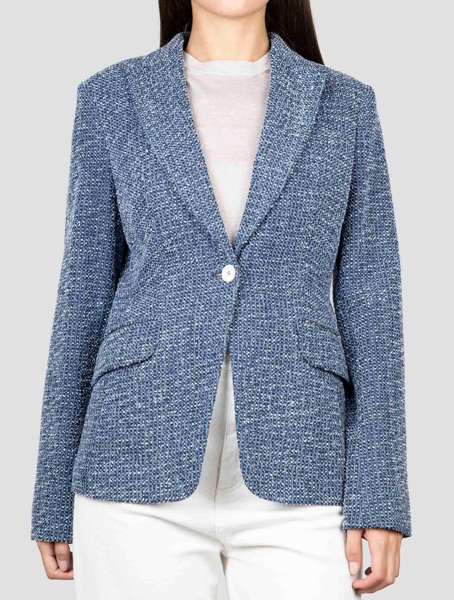 Kiton Blue Cotton Blazer