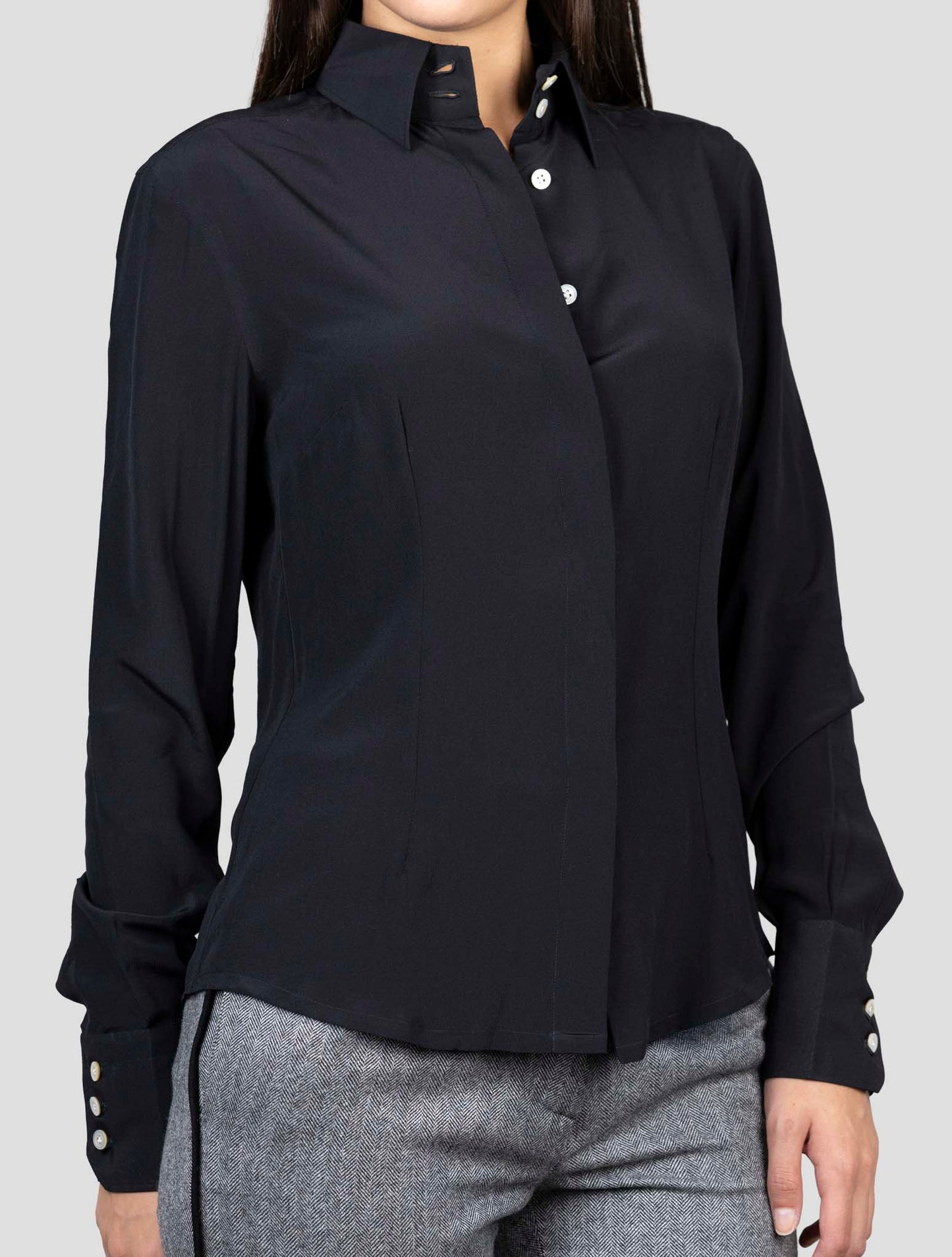 Kiton Black Silk Shirt