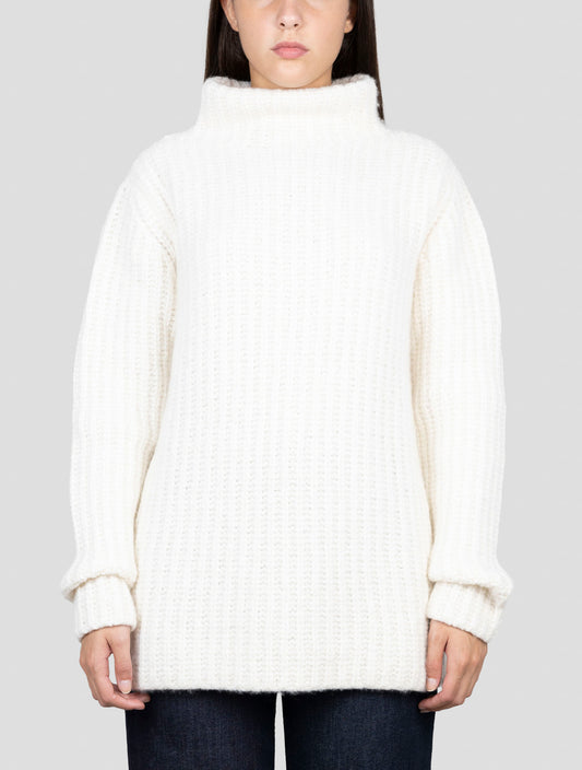 Kiton White Cashmere Silk Sweater Turtleneck