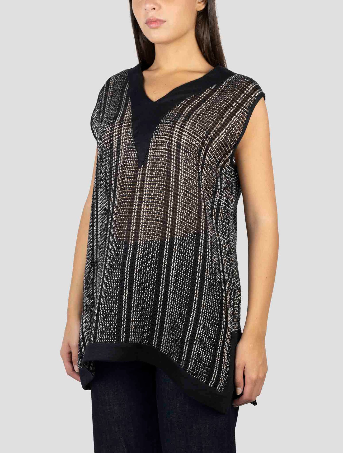Kiton Blue Linen Tank Top