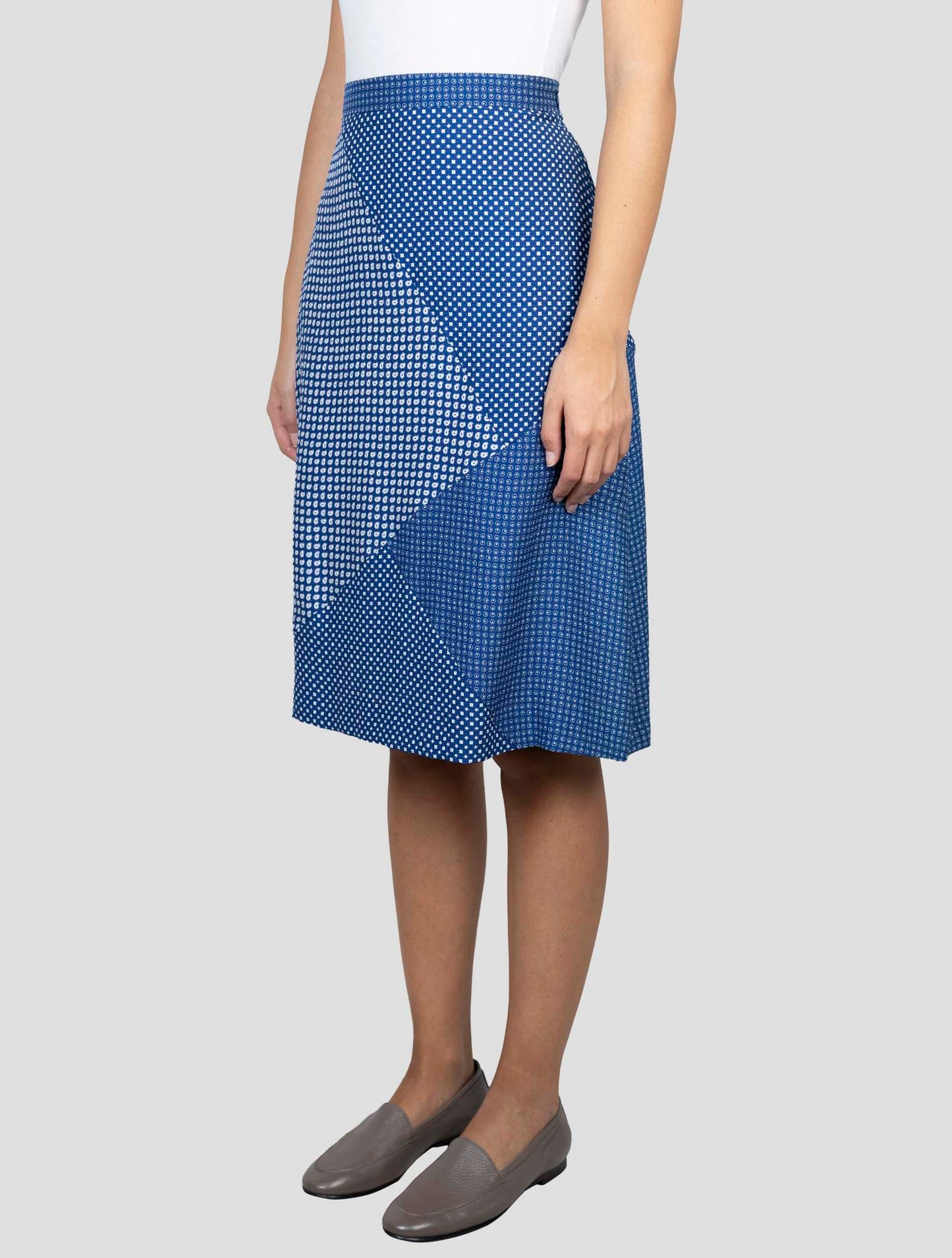 Kiton Blue White Silk Skirt