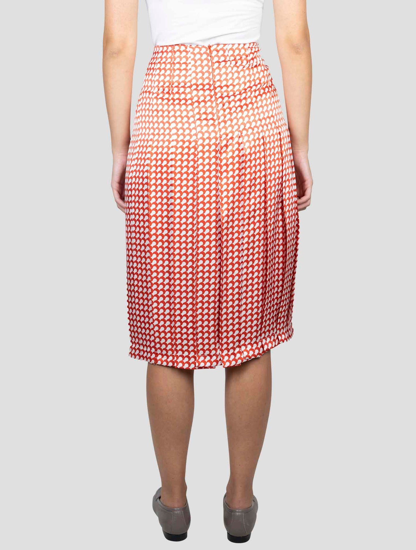 Kiton Red White Silk Skirt