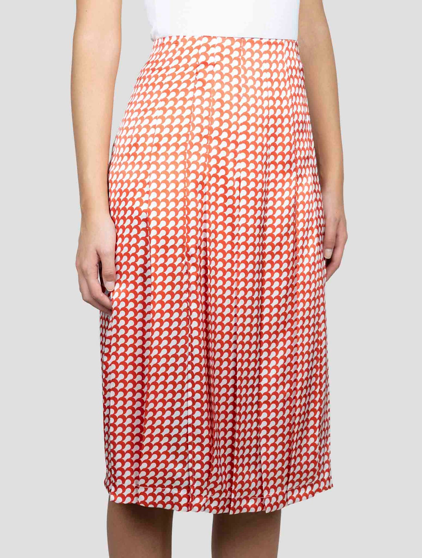 Kiton Red White Silk Skirt