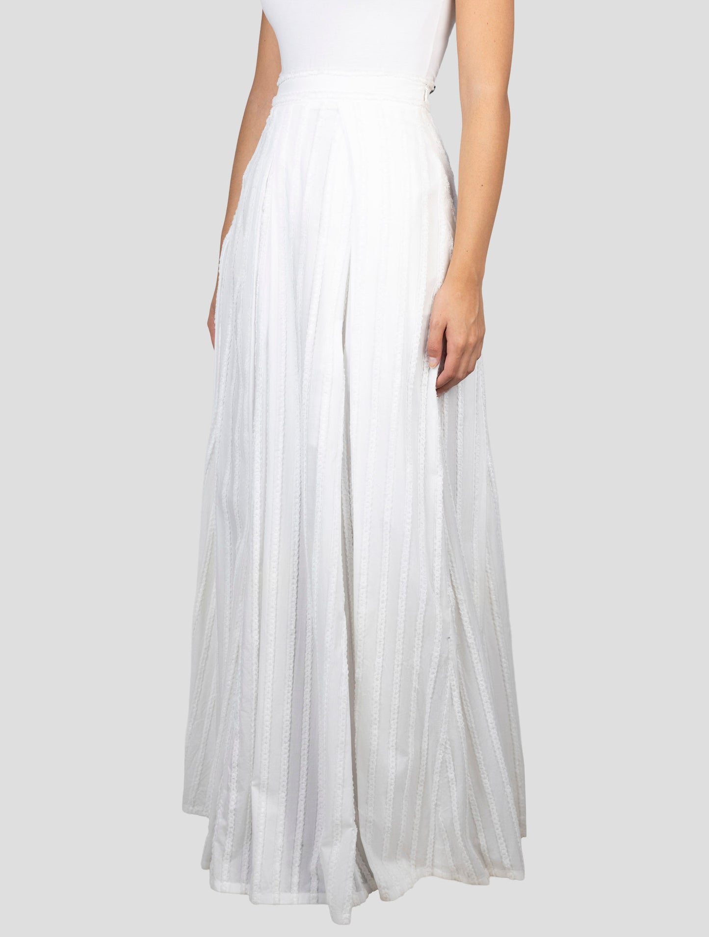 Kiton White Cotton Skirt