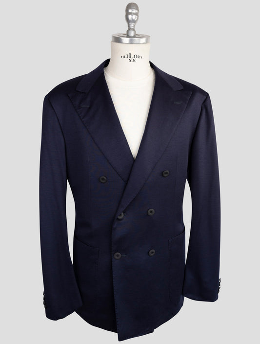 Kiton Knt Blue Wool Double Breasted Suit